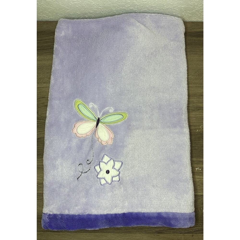 Tiddliwinks Purple Butterfly Flower Blanket Fleece Baby Girl Pink Green Lovey